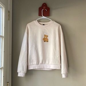 Shein Cream Teddy Bear Print Sweatshirt 6